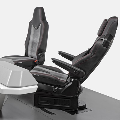 two commercial vehicle seats for seating demonstrator