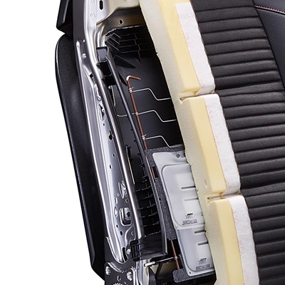 Adient automotive seat cross section with foam trim metal structure